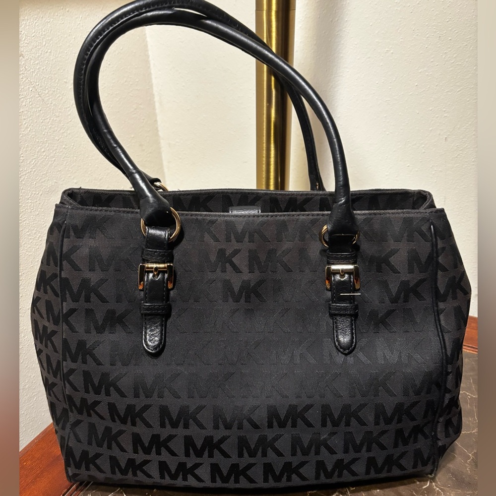 Michael Kors Black Satchel with Monogram Design